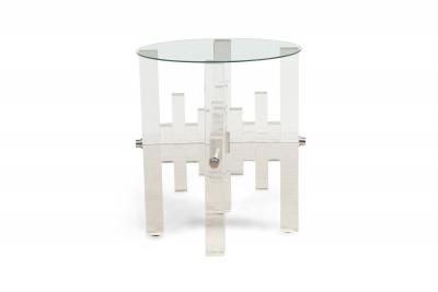 Charles Hollis Jones Mid Century American Lucite and Polished Nickel Dining Tabl
