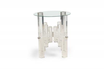 Charles Hollis Jones Mid Century American Lucite and Polished Nickel Dining Tabl