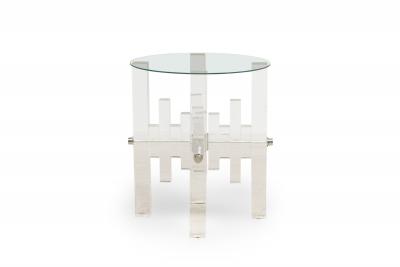 Charles Hollis Jones Mid Century American Lucite and Polished Nickel Dining Tabl