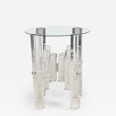 Charles Hollis Jones Mid Century American Lucite and Polished Nickel Dining Tabl