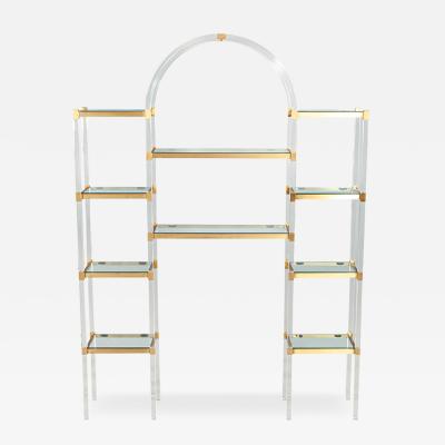 Charles Hollis Jones Mid Century Modern Acrylic and Brass Wall Unit Etagere by Charles Hollis Jones