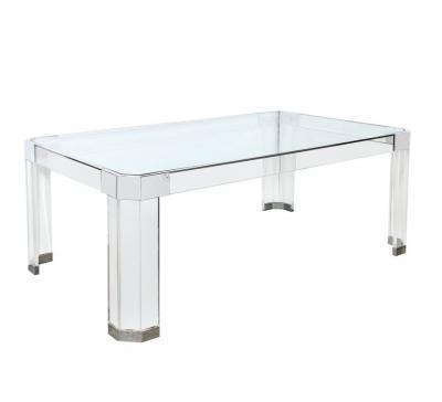 Charles Hollis Jones Mid Century Modernist Lucite and Chrome Dining Table by Charles Hollis Jones