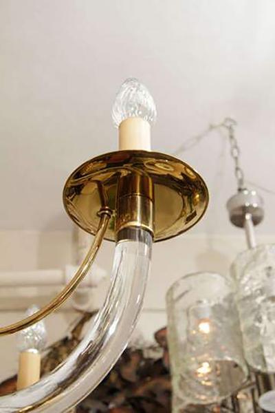 Charles Hollis Jones Modern Charles Hollis Jones Lucite and Brass Chandelier