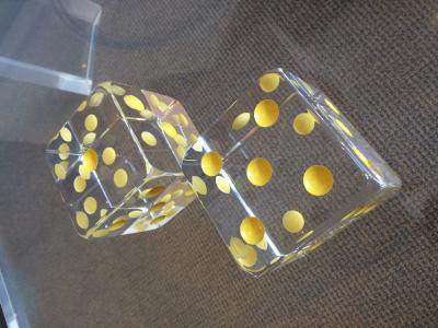 Charles Hollis Jones Oversized Dice Bookends in Lucite by Charles Hollis Jones