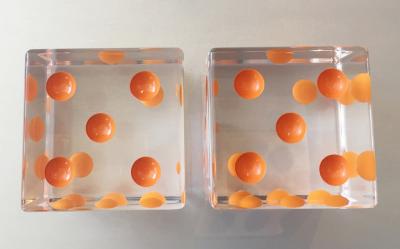 Charles Hollis Jones Oversized Dice Sculpture with Orange Dots by Charles Hollis Jones