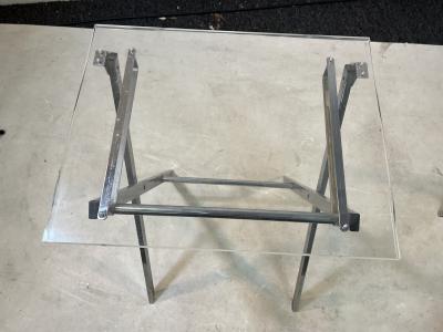 Charles Hollis Jones PAIR OF MODERN LUCITE AND CHROME X BASE FOLDING TABLES