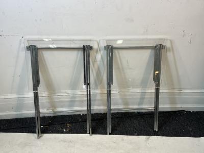 Charles Hollis Jones PAIR OF MODERN LUCITE AND CHROME X BASE FOLDING TABLES