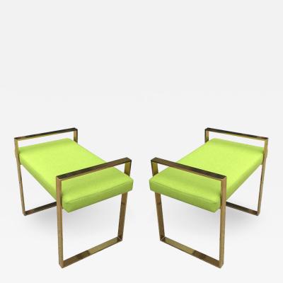 Charles Hollis Jones Pair of Charles Hollis Jones Benches in Polished Brass