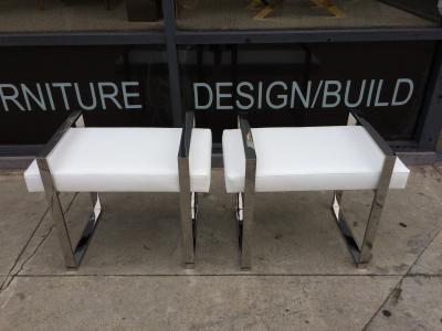 Charles Hollis Jones Pair of Charles Hollis Jones Benches in Polished Nickel