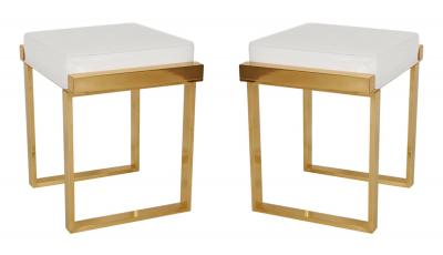 Charles Hollis Jones Pair of Charles Hollis Jones Brass Benches Box Line