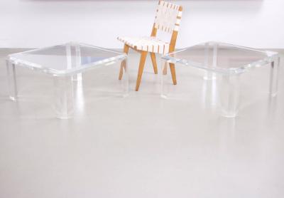 Charles Hollis Jones Pair of Charles Hollis Jones Lucite Coffee Tables or Side Tables