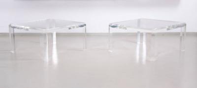 Charles Hollis Jones Pair of Charles Hollis Jones Lucite Coffee Tables or Side Tables
