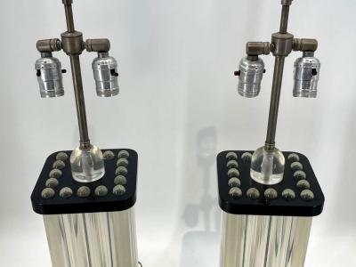 Charles Hollis Jones Pair of Clear Black Lucite Lamps in the Style of Charles Hollis Jones