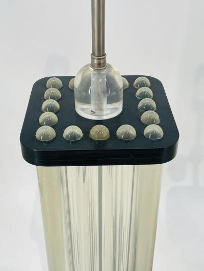 Charles Hollis Jones Pair of Clear Black Lucite Lamps in the Style of Charles Hollis Jones