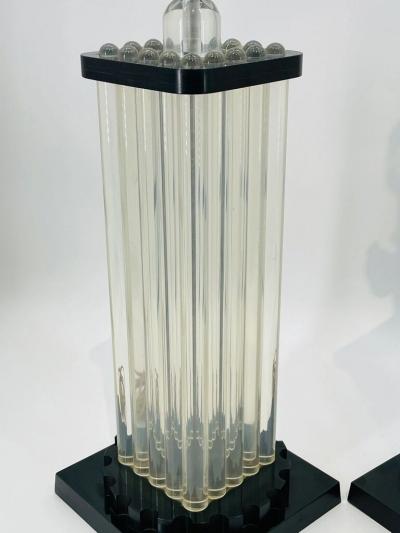 Charles Hollis Jones Pair of Clear Black Lucite Lamps in the Style of Charles Hollis Jones