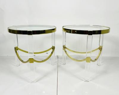 Charles Hollis Jones Pair of Lucite Brass Side tables by Charles Hollis Jones Classic Wolf Table 