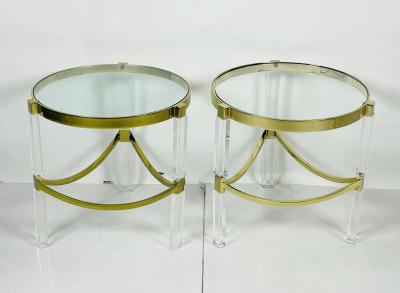 Charles Hollis Jones Pair of Lucite Brass Side tables by Charles Hollis Jones Classic Wolf Table 