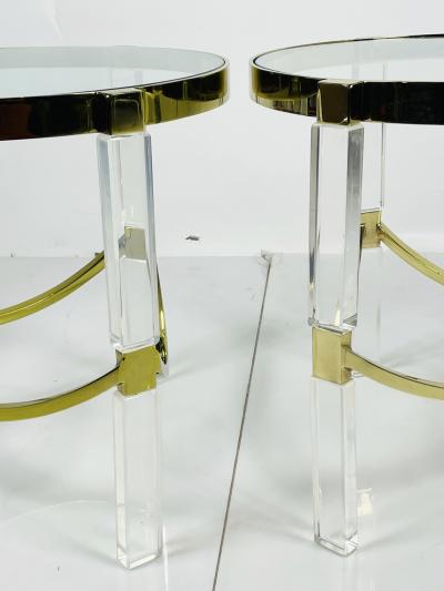 Charles Hollis Jones Pair of Lucite Brass Side tables by Charles Hollis Jones Classic Wolf Table 