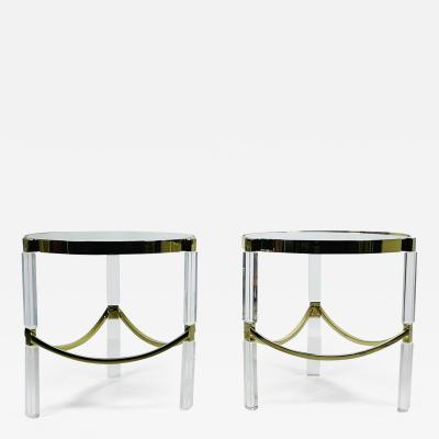 Charles Hollis Jones Pair of Lucite Brass Side tables by Charles Hollis Jones Classic Wolf Table 