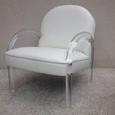 Charles Hollis Jones Pair of Lucite Club Chairs