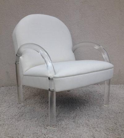 Charles Hollis Jones Pair of Lucite Club Chairs