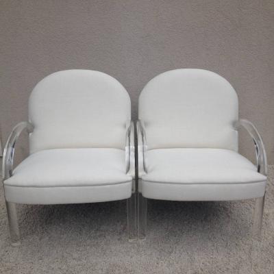 Charles Hollis Jones Pair of Lucite Club Chairs