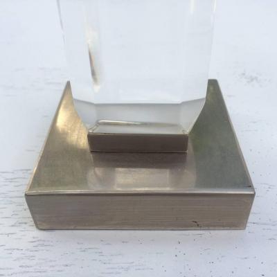 Charles Hollis Jones Pair of Lucite Nickel Candle Holders by Charles Hollis Jones