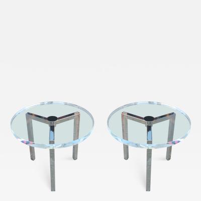 Charles Hollis Jones Pair of Lucite and Nickel Side Tables by Charles Hollis Jones