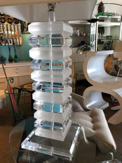Charles Hollis Jones Pair of Mid Century Modernist Stackable 1970s Tall Lucite Table Lamps