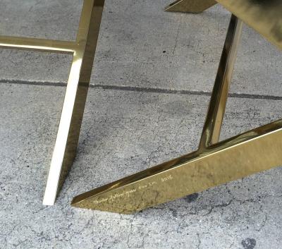Charles Hollis Jones Pair of X Frame Benches in Solid Brass by Charles Hollis Jones Signed