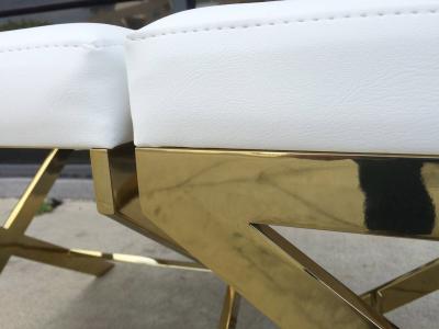 Charles Hollis Jones Pair of X Frame Benches in Solid Brass by Charles Hollis Jones Signed