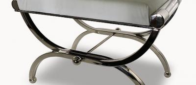 Charles Hollis Jones Pr American Modern Lucite Nickel Curule Form Benches Charles Hollis Jones