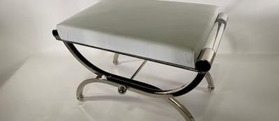Charles Hollis Jones Pr American Modern Lucite Nickel Curule Form Benches Charles Hollis Jones
