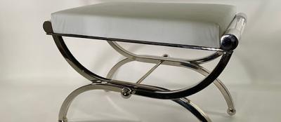 Charles Hollis Jones Pr American Modern Lucite Nickel Curule Form Benches Charles Hollis Jones