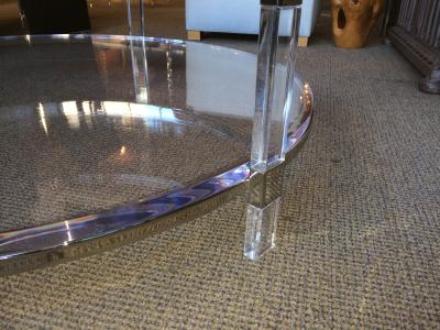 Charles Hollis Jones Round Coffee Table in Lucite Nickel by Charles Hollis Jones Metric Collection