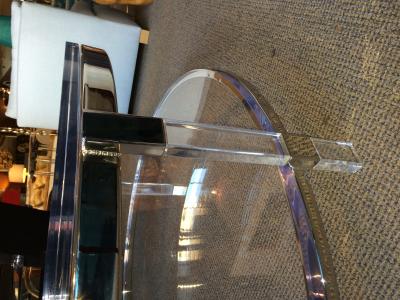 Charles Hollis Jones Round Coffee Table in Lucite Nickel by Charles Hollis Jones Metric Collection