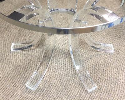 Charles Hollis Jones Round Lucite Chrome Dining Table for 8 by Charles Hollis Jones