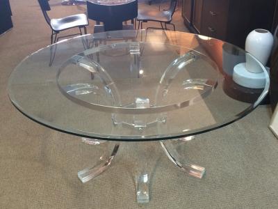 Charles Hollis Jones Round Lucite Chrome Dining Table for 8 by Charles Hollis Jones