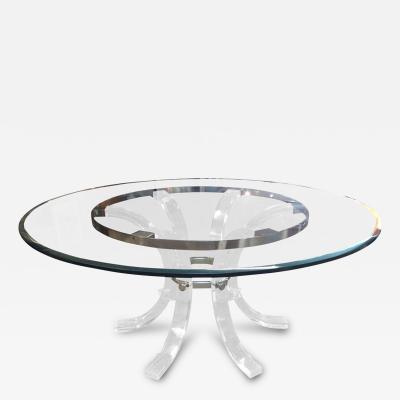 Charles Hollis Jones Round Lucite Chrome Dining Table for 8 by Charles Hollis Jones
