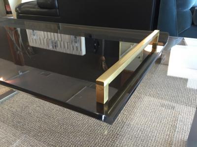 Charles Hollis Jones Serving Tray in Bronzed Lucite and Brass by Charles Hollis Jones