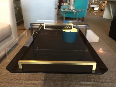 Charles Hollis Jones Serving Tray in Bronzed Lucite and Brass by Charles Hollis Jones