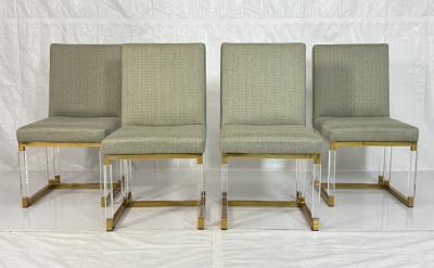 Charles Hollis Jones Set of 4 Signed Charles Hollis Jones Lucite Brass Dining Chairs Metric Line