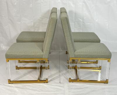 Charles Hollis Jones Set of 4 Signed Charles Hollis Jones Lucite Brass Dining Chairs Metric Line