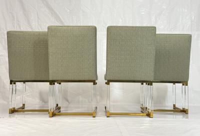 Charles Hollis Jones Set of 4 Signed Charles Hollis Jones Lucite Brass Dining Chairs Metric Line