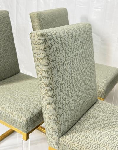 Charles Hollis Jones Set of 4 Signed Charles Hollis Jones Lucite Brass Dining Chairs Metric Line