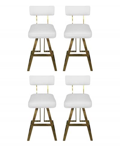 Charles Hollis Jones Set of 4 Solid Brass Barstools With Swivel Seats by Charles Hollis Jones