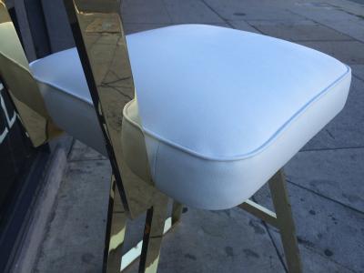 Charles Hollis Jones Set of 4 Solid Brass Barstools With Swivel Seats by Charles Hollis Jones