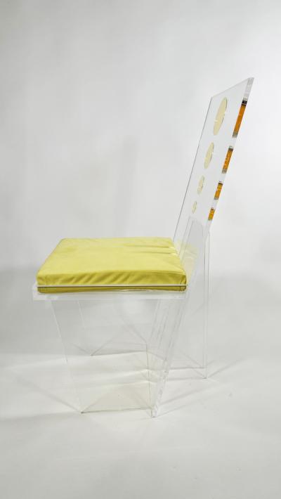 Charles Hollis Jones Set of 6 Charles Hollis Jones Clear and Multi Colored Lucite Dining Side Chair