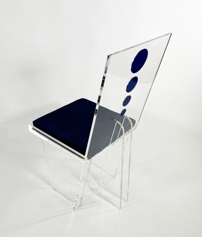 Charles Hollis Jones Set of 6 Charles Hollis Jones Clear and Multi Colored Lucite Dining Side Chair