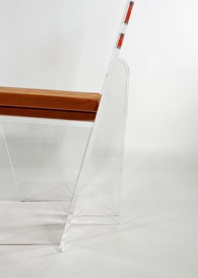 Charles Hollis Jones Set of 6 Charles Hollis Jones Clear and Multi Colored Lucite Dining Side Chair